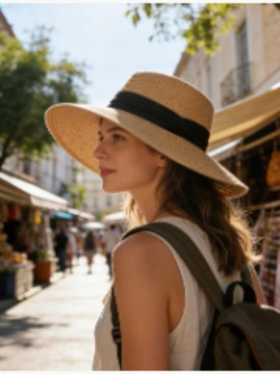 Wide Brim Straw Sun Hat, UPF 50+, Foldable Packable Roll Up Sun Hat for Women main image 4